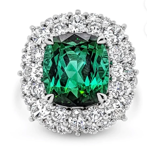 BRAND NEW SET NECKLACE & EARRINGS EMBELLISHED GREEN CRYSTAL - Picture 7 of 7